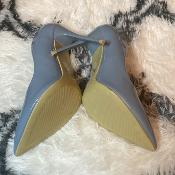 Sheln Powder Blue Gray Patent Leather High Heels Size 8 New - Picture 6 of 7